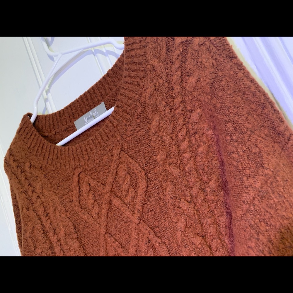 Medium Marled Rust Side Button Pullover Sweater - Picture 5 of 7